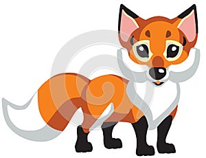 Cartoon little red fox isolated on white