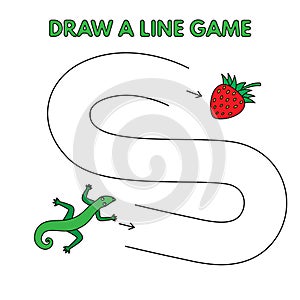 Cartoon Lizard Draw a Line Game for Kids