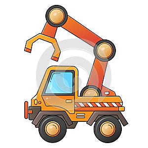 Cartoon loader or lift truck. Construction vehicles. Colorful vector illustration for children