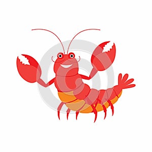 Cartoon lobster. Vector illustration isolated on white background.