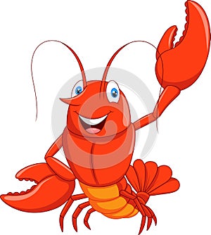 Cartoon lobster waving