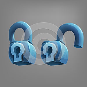 Cartoon lock icon vector.