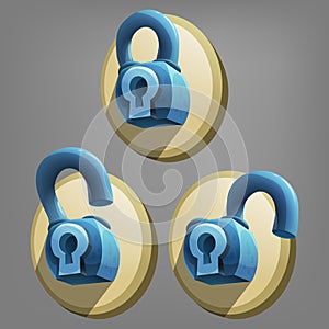 Cartoon lock icon vector.