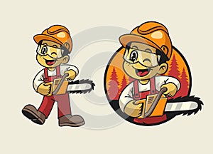 Cartoon of Logger Boy Worker Mascot photo