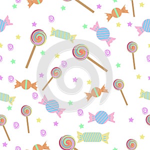 Cartoon lollipops seamless pattern.