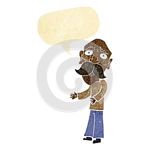 cartoon lonely old man with speech bubble