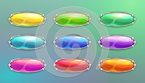 Cartoon long horizontal crystal buttons.