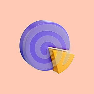 Cartoon look business pie chart icon 3d render concept for analyzing marketing