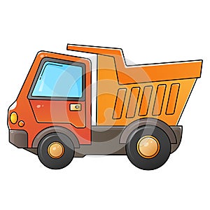 Cartoon lorry or dump truck. Construction vehicles. Colorful vector illustration for children