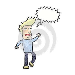 cartoon loudmouth man with speech bubble