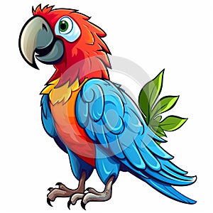 Cartoon macaw parrot isolated on white background. Ai Generated