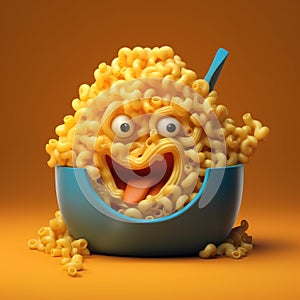 Cartoon maccheroni pasta characters, Vector Italian gourmet food kawaii emoticon. Lovable and charming dinner emoji