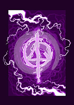 Cartoon magic spell violet lightning symbol