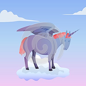 Cartoon magic unicorn pegasus
