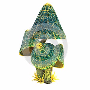 cartoon magical fantasy beautiful mushroom, 3d illustration,