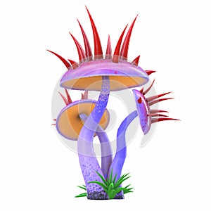 cartoon magical fantasy beautiful mushroom, 3d illustration,