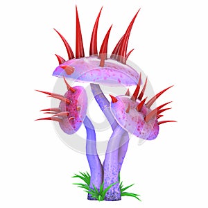 cartoon magical fantasy beautiful mushroom, 3d illustration,