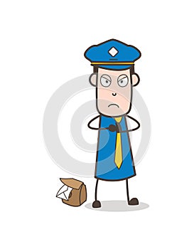 Cartoon Mailman in Aggressive Mood Vector