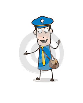 Cartoon Mailman Laughing Face Vector