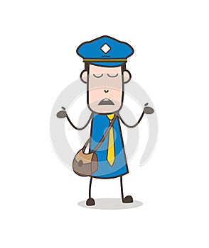 Cartoon Mailman Showing Empty Hands Vector