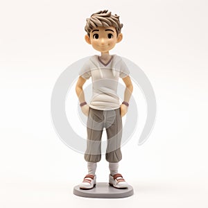 Cartoon Male Figurine In Sweatpants On White Background