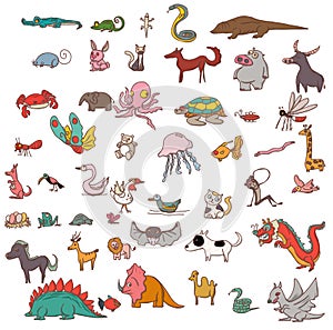 Cartoon Mammal and beast animals set vector