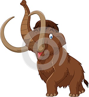 Cartoon mammoth isolated on white background