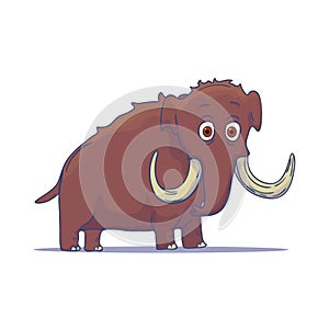 Cartoon Mammoth isolated on white background. Vector