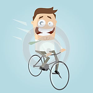 Cartoon man on bike