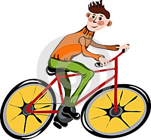 Cartoon man on the bike