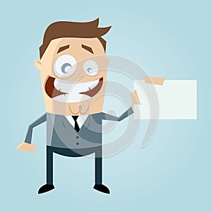 Cartoon man with business card