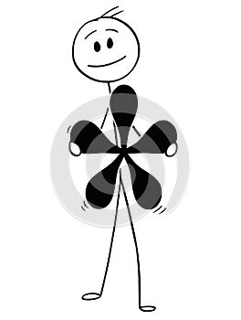 Cartoon of Man or Businessman Holding Big Asterisk or Multiplication Symbol or Sign photo