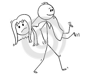 Cartoon of Man Carrying Woman over His Shoulder