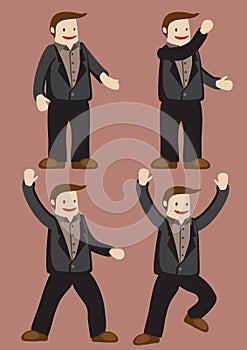 Cartoon Man Character Happy and Excitement Gestures