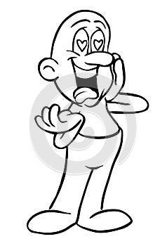 Cartoon man crazy for love