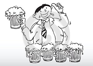 Cartoon man drinking beer photo