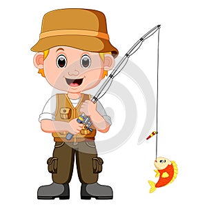 Cartoon man fishing