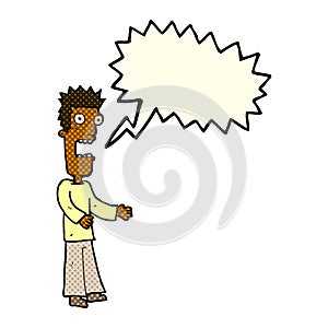 cartoon man freaking out with speech bubble