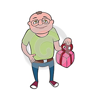 Cartoon man with gift box vector