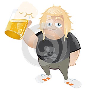 Cartoon man with glass of beer