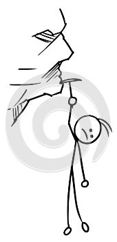 Cartoon of Man Hanging on the Rock