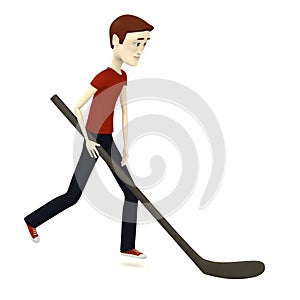 Cartoon man with hockeystick