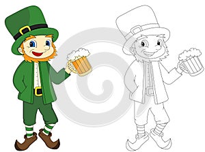 Cartoon Man Holds Beer Glass