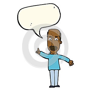 cartoon man issuing stern warning with speech bubble