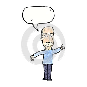 cartoon man issuing stern warning with speech bubble