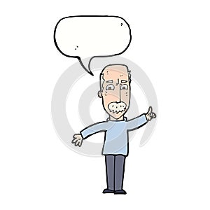 cartoon man issuing stern warning with speech bubble