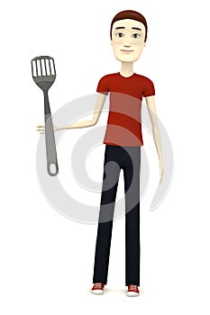 Cartoon man with kitchen untensil photo