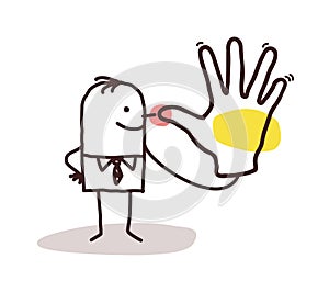 Cartoon man making a snub hand sign