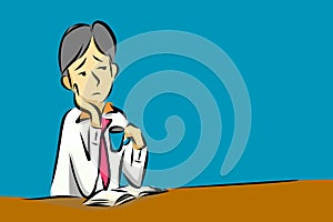 Cartoon : man in office boring be inattentive
