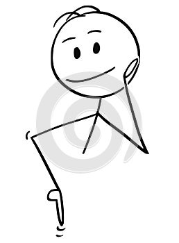 Cartoon of Man Pointing Down to Something or Some Sign